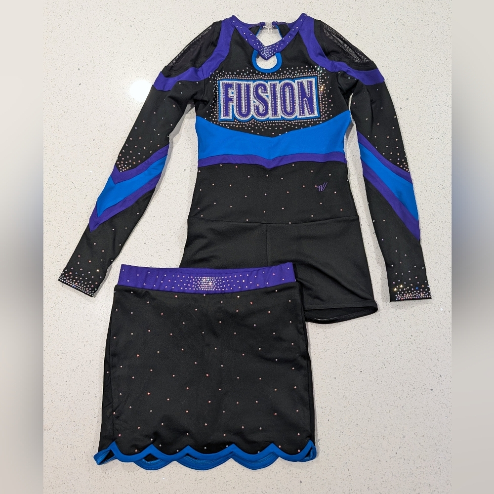 REAL VARSITY ALLSTAR Cheer Uniform Cheerleading FUSION All Star Elite YM Medium